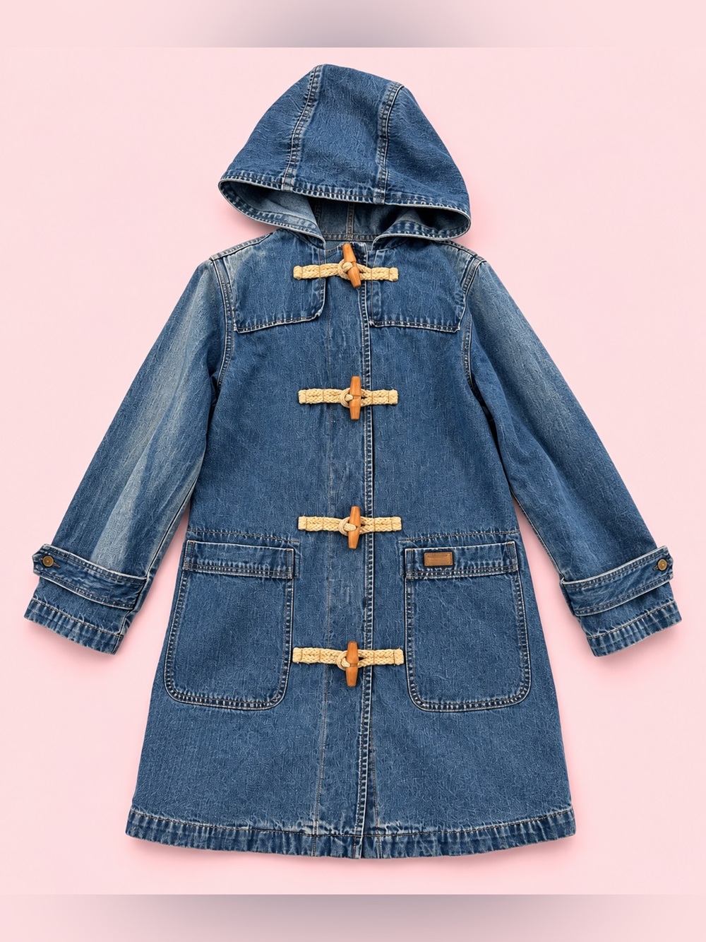 Vintage Ralph Lauren Jeans Co Denim Hooded Toggle Duffle Coat S